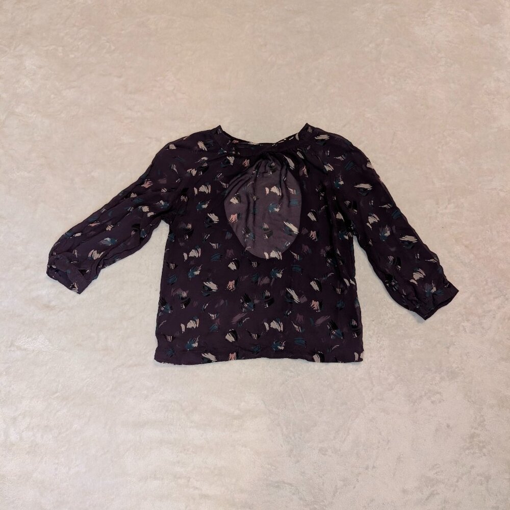 Sheer Purple Paint-Stroke Blouse